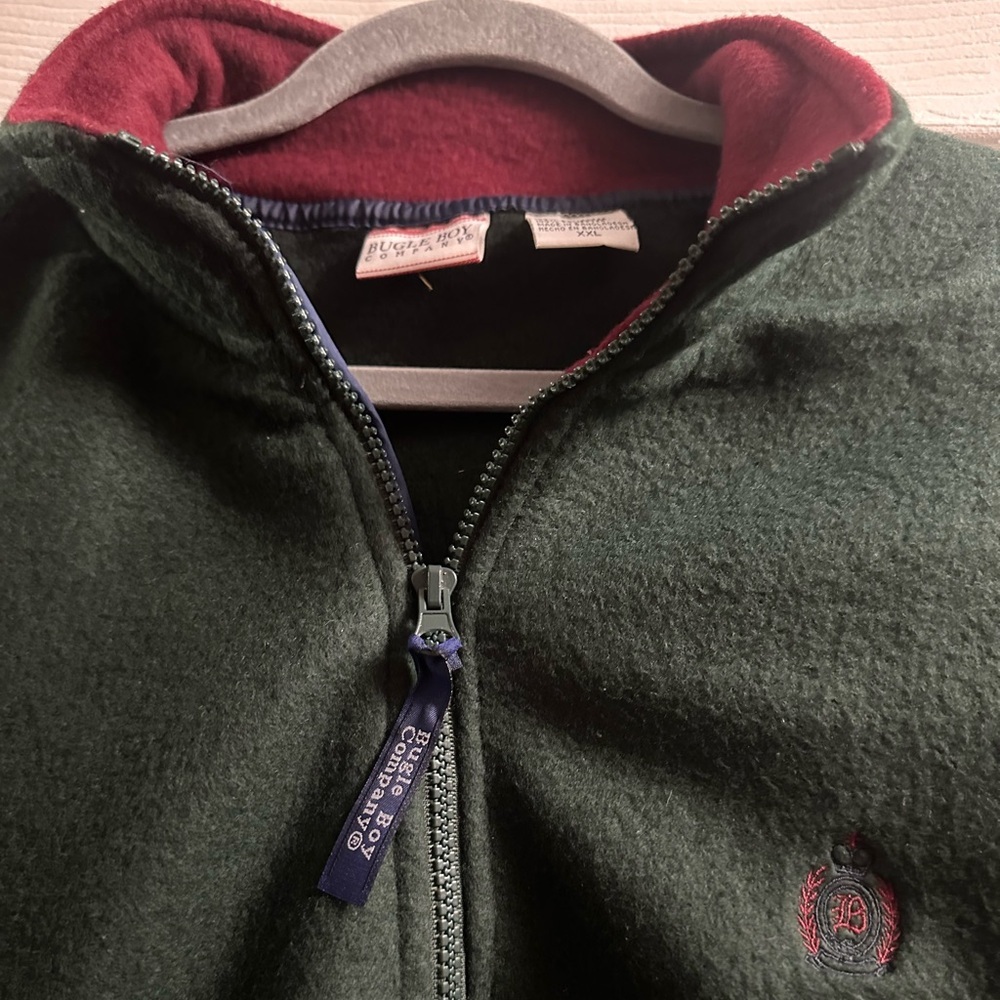 vintage Bugle Boy green fleece quarter-zip pullover size XXL - Picture 4 of 14